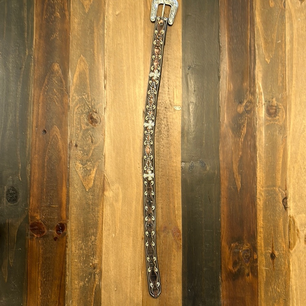 Western-  Nocona Embellished Belt with Silver Buckle